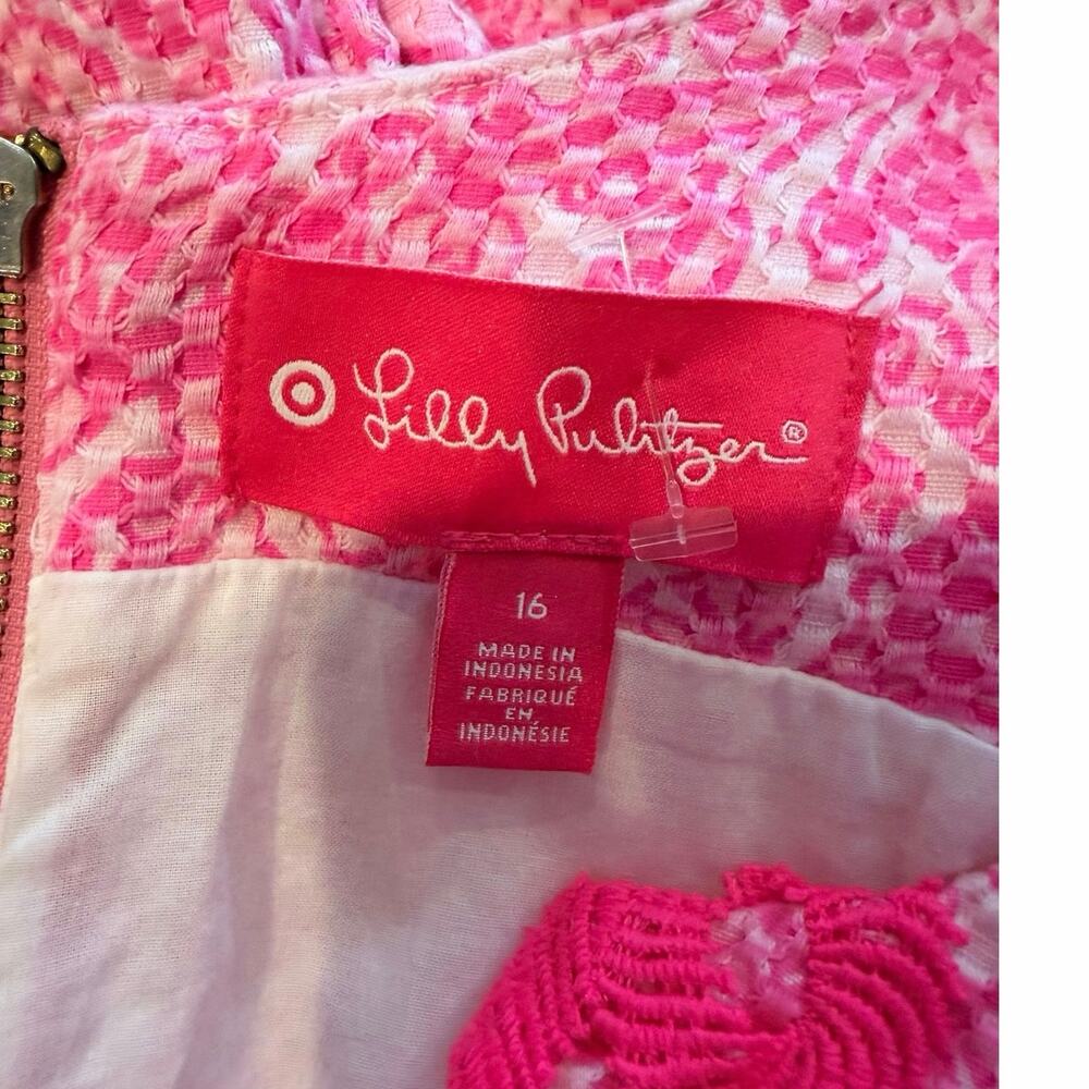 Lilly Pulitzer for Target Pink Lace Trim Shift Dress Size 16 - Picture 4 of 5